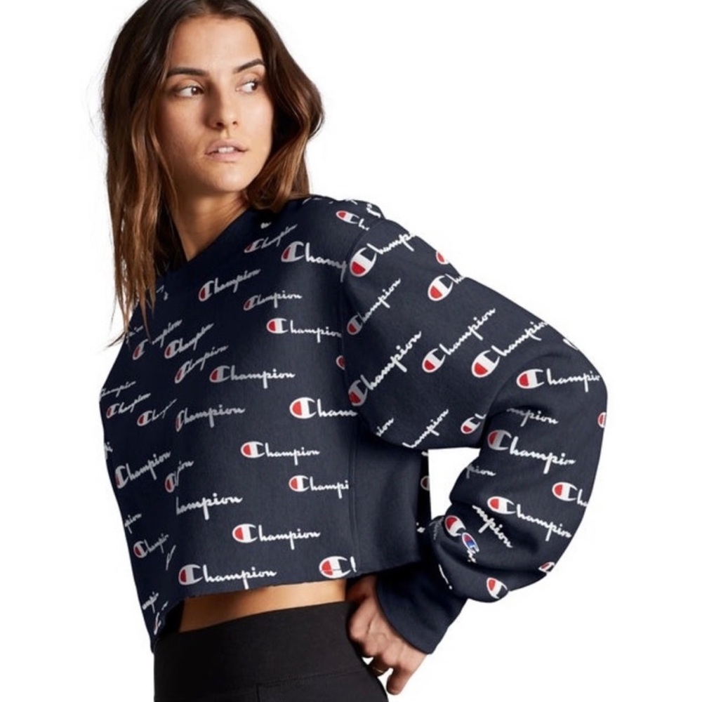 Champion Logo Crewneck Crop Top✨